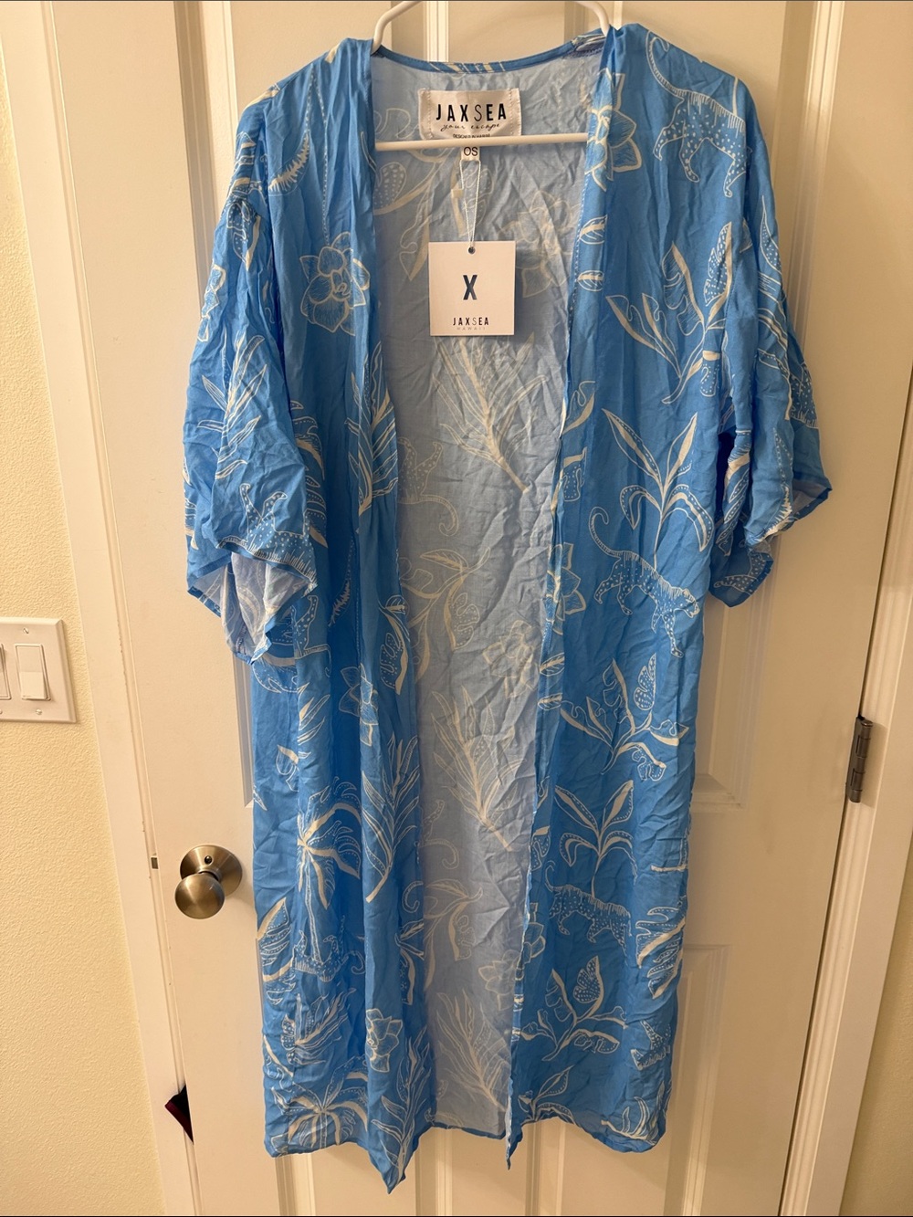 Jaxsea Light Blue Floral Swim Coverup Kimono
